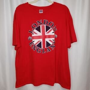 London England Graphic Short Sleeve Cotton Red Tee Shirt XL